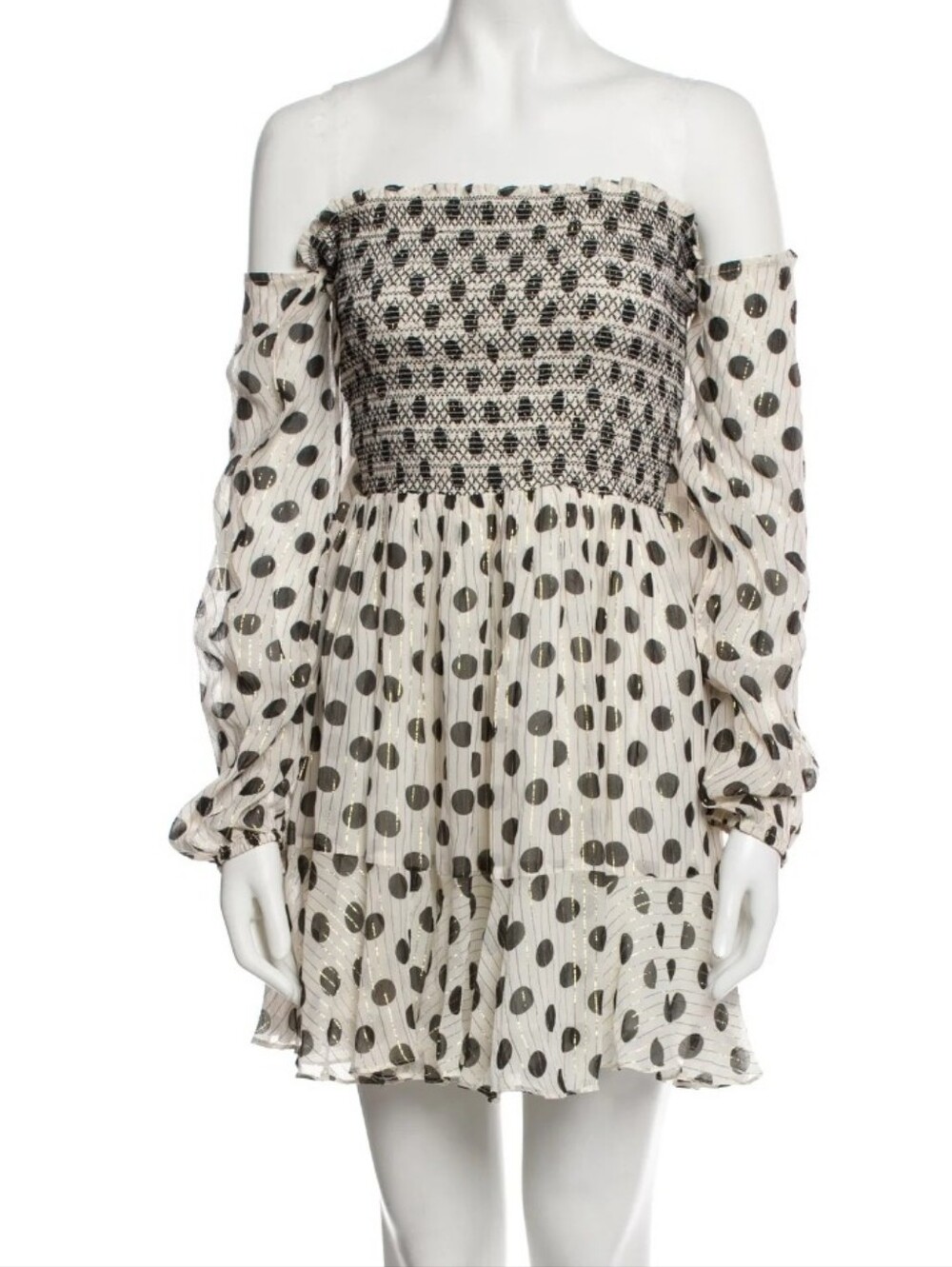NWT Rococo Sand Polka DOT. GOLD thread Mini Dress.